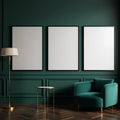 Art Deco Styled Room Mockup — Plain Square Frame A-Series (A4 / A3) — Perspective View — #04708 | MockupBulk