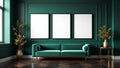 Art Deco Premium Interior Mockup — Matte Black Frame Portrait 2:3 — Perspective View — #04709 | MockupBulk