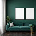 Art Deco Wall Art Mockup — Plain Square Frame Landscape 3:4 — Perspective View — #04711 | MockupBulk