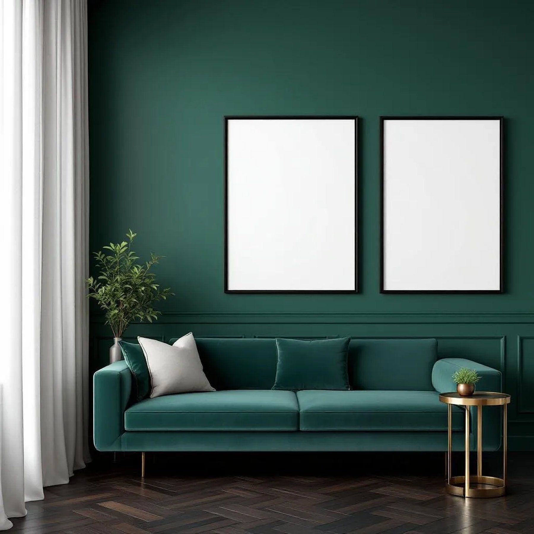 Art Deco Wall Art Mockup — Plain Square Frame Landscape 3:4 — Perspective View — #04711 | MockupBulk