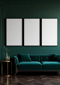 Art Deco Premium Interior Mockup — Matte Black Frame Portrait 2:3 — Perspective View — #04713 | MockupBulk