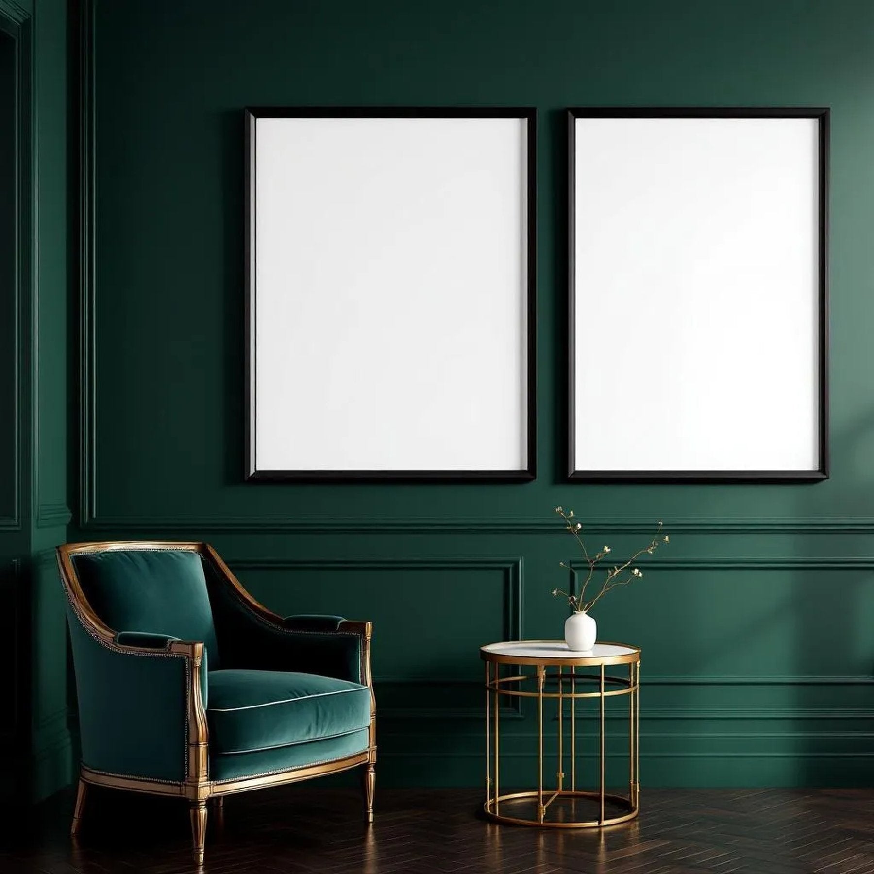 Art Deco Frame Display Mockup — Plain Square Frame Landscape 3:4 — Perspective View — #04714 | MockupBulk