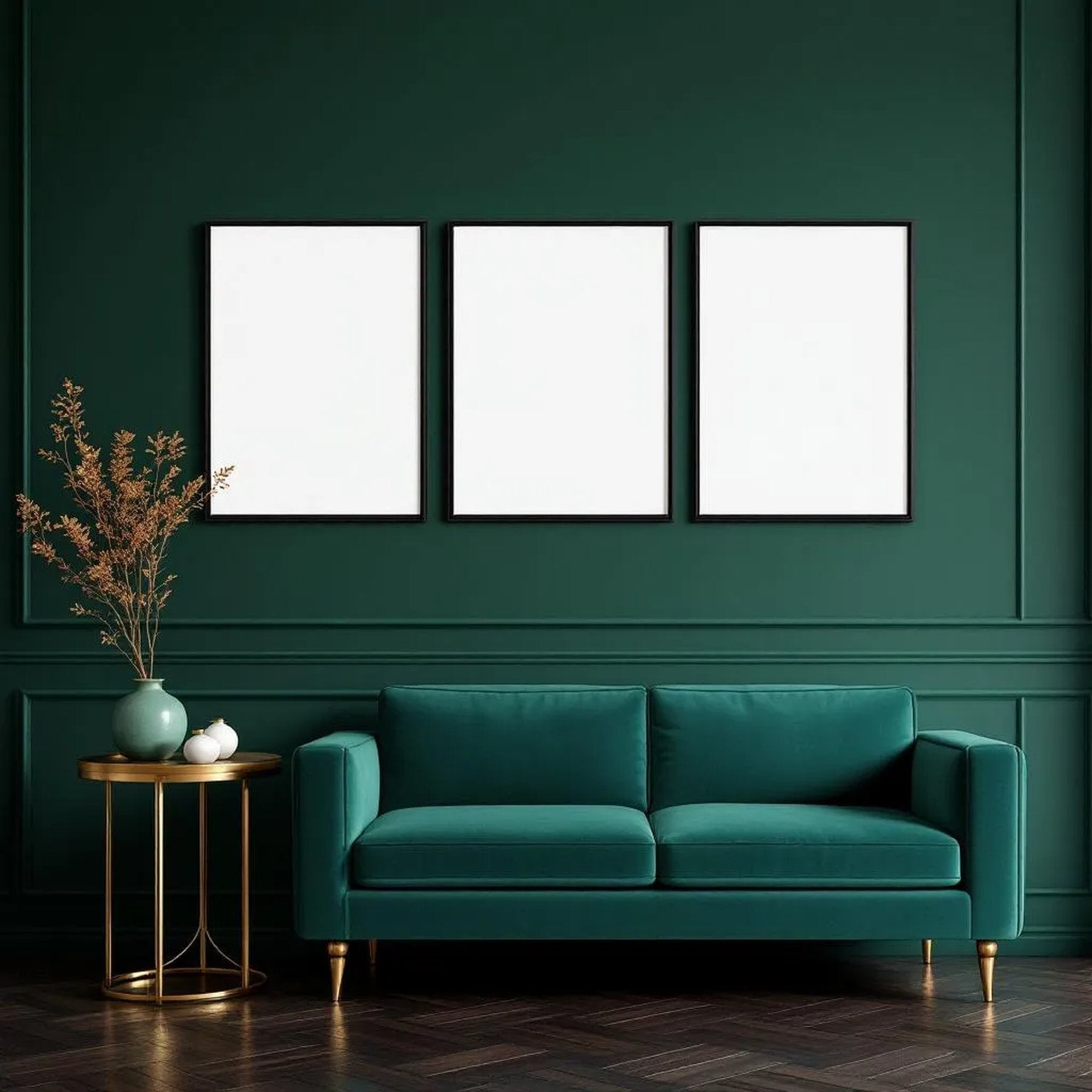 Art Deco Premium Interior Mockup — Plain Square Frame Portrait 5:7 — Perspective View — #04717 | MockupBulk