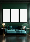 Art Deco Lifestyle Frame Mockup — Matte Black Frame Portrait 2:3 — Perspective View — #04722 | MockupBulk