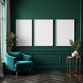 Art Deco Premium Interior Mockup — Plain Square Frame Portrait 2:3 — Perspective View — #04726 | MockupBulk