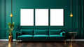 Art Deco Premium Interior Mockup — White Frame Landscape 3:4 — Perspective View — #04727 | MockupBulk