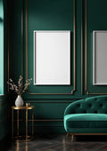Art Deco Interior Frame Mockup — White Frame Portrait 2:3 — Perspective View — #04731 | MockupBulk