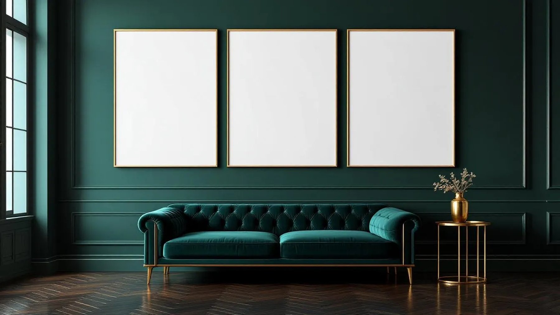 Art Deco Professional Frame Mockup — White Frame Landscape 11x14 — Perspective View — #04733 | MockupBulk