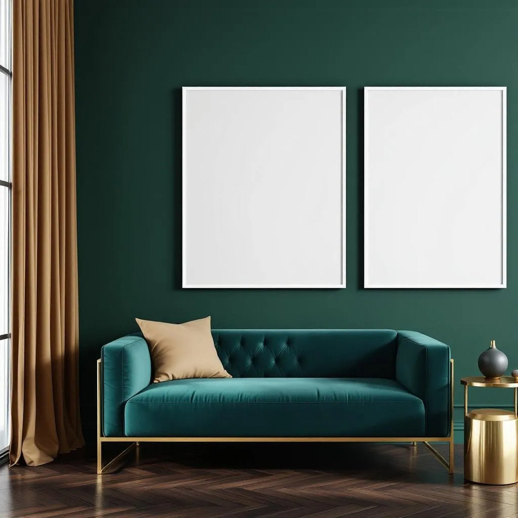 Art Deco Styled Room Mockup — Plain Square Frame Landscape 11x14 — Perspective View — #04735 | MockupBulk
