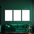 Art Deco Premium Interior Mockup — Plain Square Frame Portrait 2:3 — Perspective View — #04738 | MockupBulk