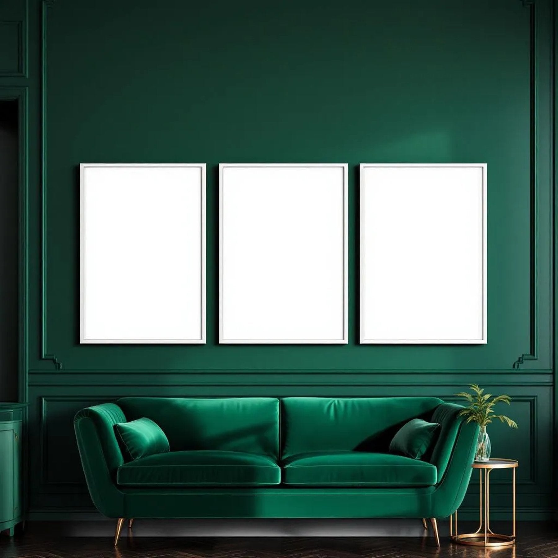 Art Deco Premium Interior Mockup — Plain Square Frame Portrait 2:3 — Perspective View — #04738 | MockupBulk