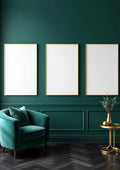 Art Deco Editorial Room Mockup — White Frame Portrait 2:3 — Perspective View — #04740 | MockupBulk