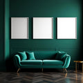 Art Deco Styled Room Mockup — Plain Square Frame Portrait 4:5 — Perspective View — #04744 | MockupBulk
