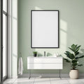 Spa Bathroom Interior Frame Mockup — Plain Square Frame Portrait 2:3 — Perspective View — #02412 | MockupBulk