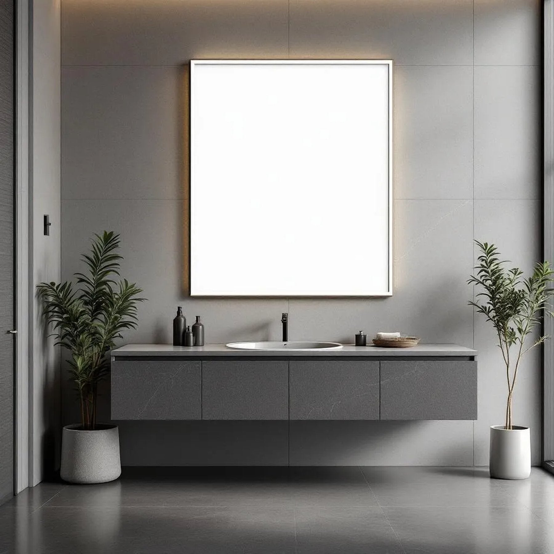 Spa Bathroom Room Scene Mockup — Plain Square Frame Portrait 2:3 — Perspective View — #02417 | MockupBulk