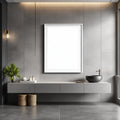 Spa Bathroom Lifestyle Frame Mockup — Plain Square Frame Portrait 2:3 — Perspective View — #02420 | MockupBulk
