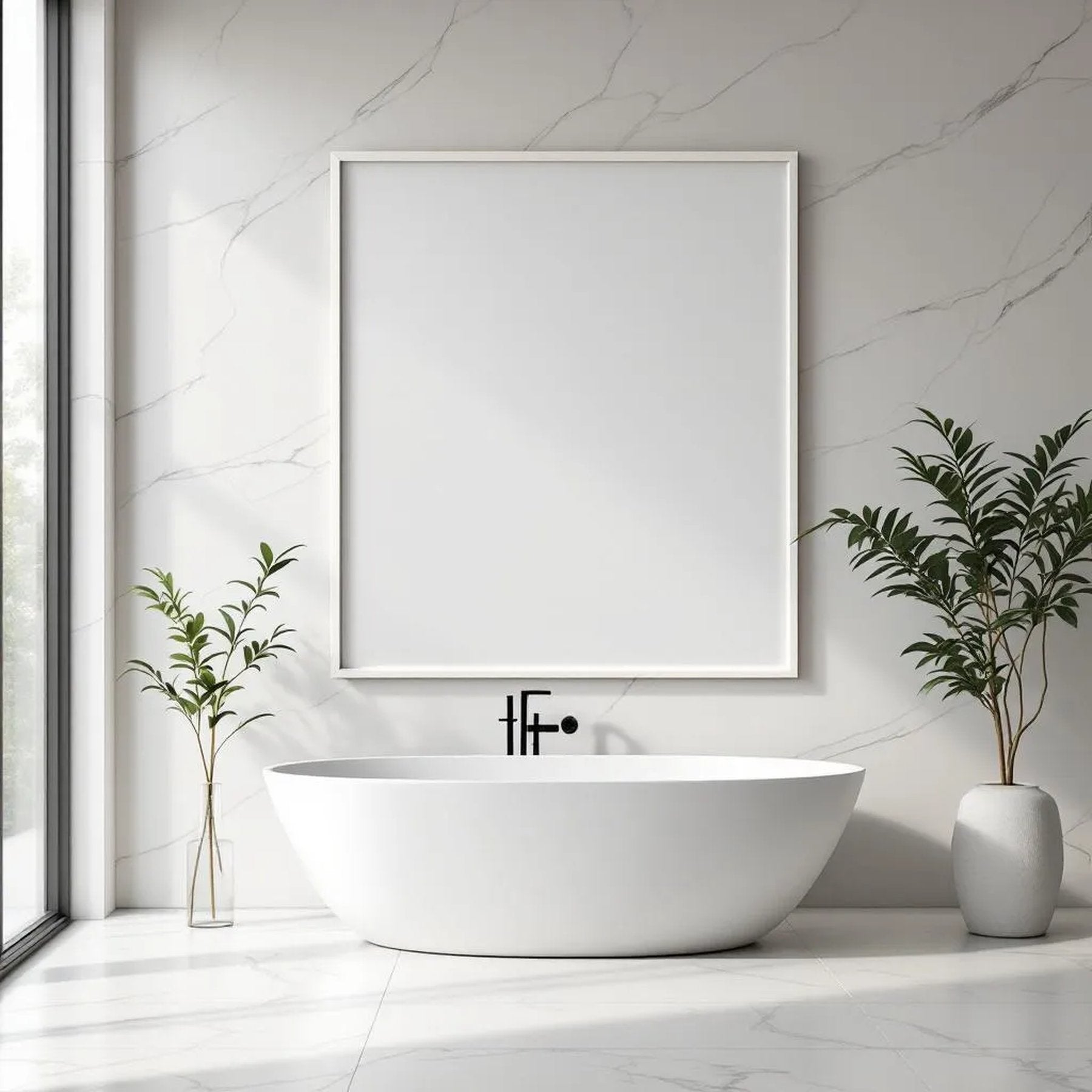 Spa Bathroom Premium Interior Mockup — Plain Square Frame Portrait 4:5 — Perspective View — #02422 | MockupBulk