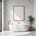 Spa Bathroom Frame Display Mockup — Plain Square Frame Portrait 5:7 — Perspective View — #02428 | MockupBulk