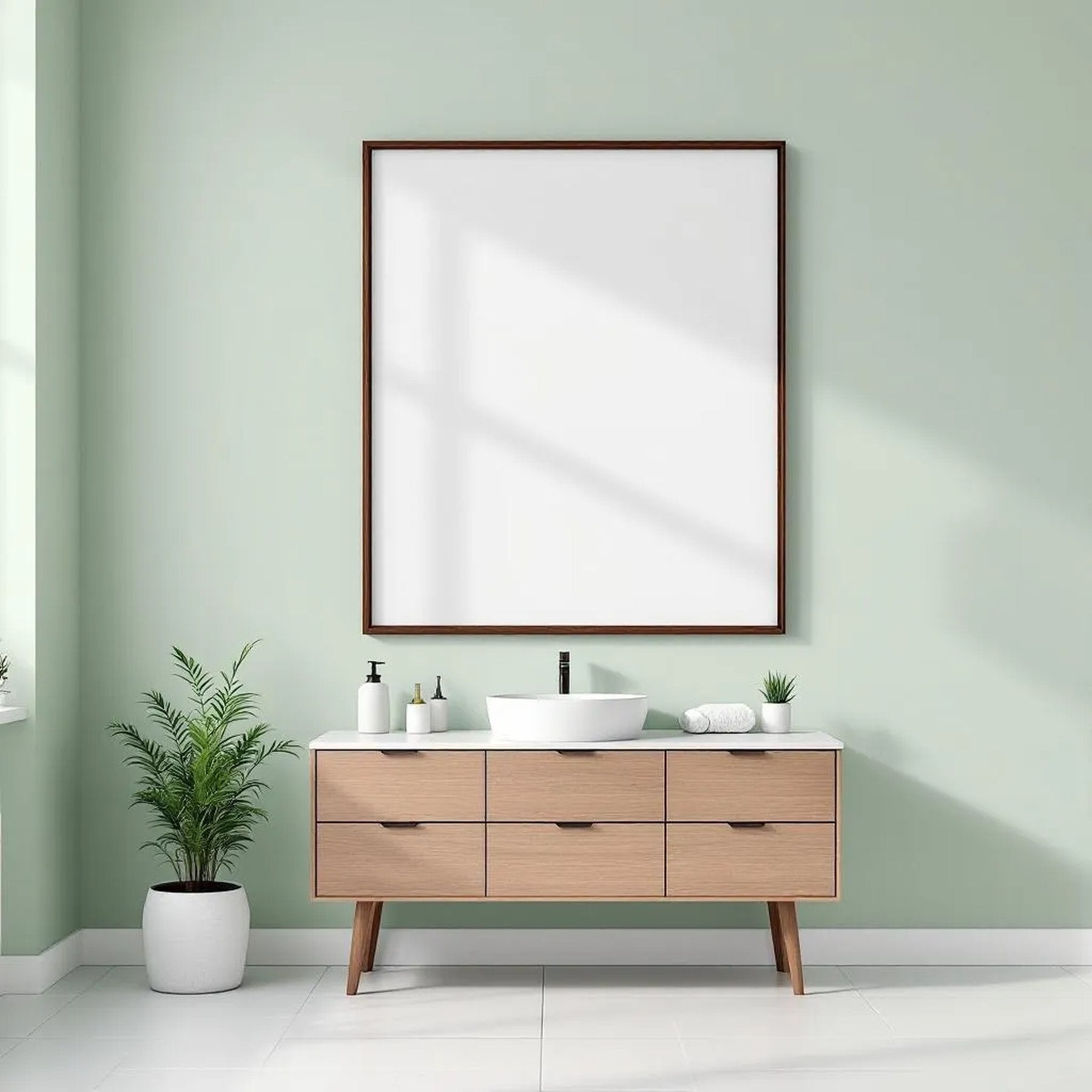 Spa Bathroom Editorial Room Mockup — Plain Square Frame Portrait 2:3 — Perspective View — #02433 | MockupBulk