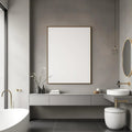 Spa Bathroom Interior Frame Mockup — Plain Square Frame Portrait 2:3 — Perspective View — #02441 | MockupBulk