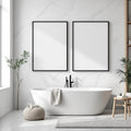 Spa Bathroom Premium Interior Mockup — Plain Square Frame Portrait 2:3 — Perspective View — #02413 | MockupBulk