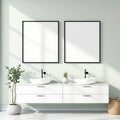 Spa Bathroom Styled Room Mockup — Plain Square Frame Square 1:1 — Perspective View — #02415 | MockupBulk