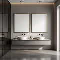 Spa Bathroom High-Res Frame Mockup — Plain Square Frame Portrait 2:3 — Perspective View — #02423 | MockupBulk