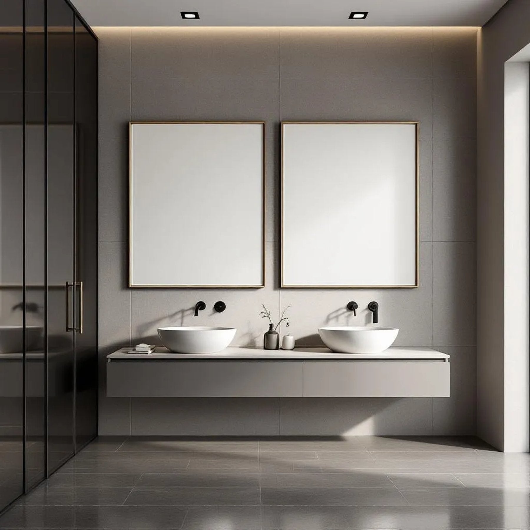 Spa Bathroom High-Res Frame Mockup — Plain Square Frame Portrait 2:3 — Perspective View — #02423 | MockupBulk