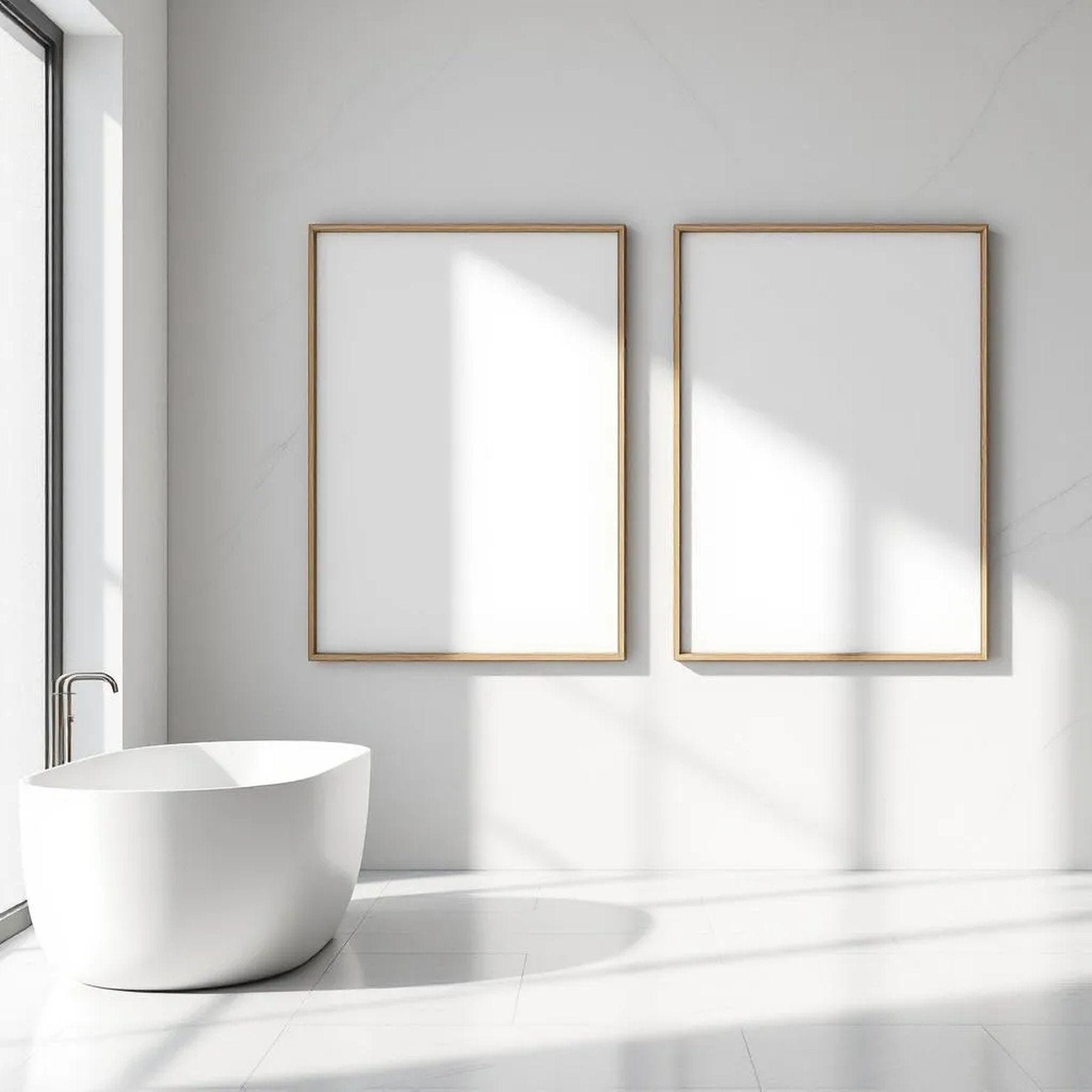Spa Bathroom Professional Frame Mockup — Plain Square Frame Square 1:1 — Perspective View — #02431 | MockupBulk