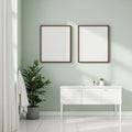 Spa Bathroom Editorial Room Mockup — Plain Square Frame A-Series (A4 / A3) — Perspective View — #02439 | MockupBulk