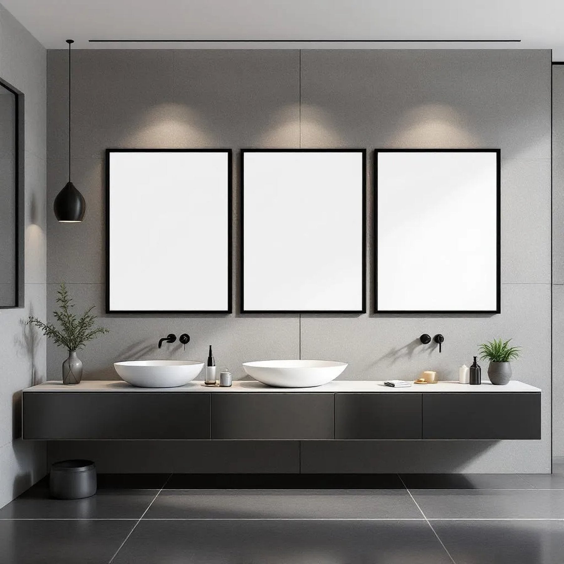 Spa Bathroom High-Res Frame Mockup — Plain Square Frame Portrait 2:3 — Perspective View — #02411 | MockupBulk