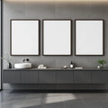 Spa Bathroom Styled Room Mockup — Plain Square Frame Portrait 2:3 — Perspective View — #02435 | MockupBulk