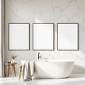 Spa Bathroom High-Res Frame Mockup — Plain Square Frame Portrait 4:5 — Perspective View — #02440 | MockupBulk