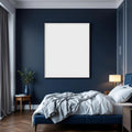 Dark Bedroom Lifestyle Frame Mockup — Plain Square Frame Portrait 4:5 — Perspective View — #02017 | MockupBulk