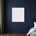 Dark Bedroom Professional Frame Mockup — Plain Square Frame Portrait 4:5 — Perspective View — #02020 | MockupBulk