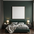 Dark Bedroom Lifestyle Frame Mockup — Plain Square Frame Portrait 2:3 — Perspective View — #02022 | MockupBulk