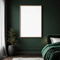 Dark Bedroom Professional Frame Mockup — Plain Square Frame Portrait 2:3 — Perspective View — #02028 | MockupBulk