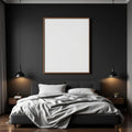 Dark Bedroom Styled Room Mockup — Plain Square Frame Portrait 4:5 — Perspective View — #02033 | MockupBulk