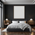 Dark Bedroom Room Scene Mockup — Plain Square Frame Portrait 4:5 — Perspective View — #02036 | MockupBulk