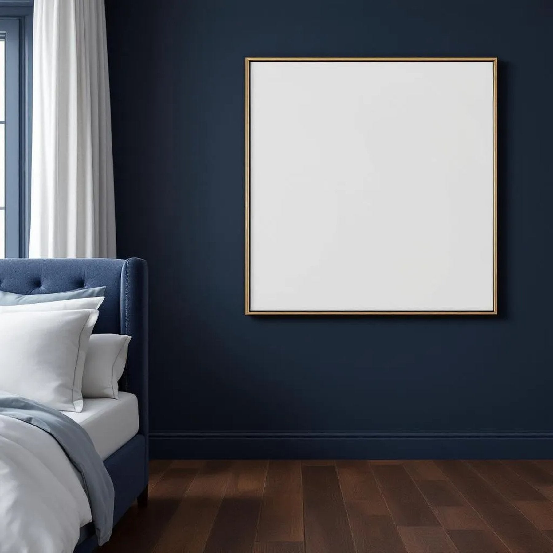 Dark Bedroom Professional Frame Mockup — Plain Square Frame Portrait 4:5 — Perspective View — #02041 | MockupBulk