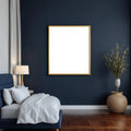 Dark Bedroom High-Res Frame Mockup — Plain Square Frame Portrait 4:5 — Perspective View — #02044 | MockupBulk