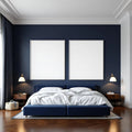 Dark Bedroom Styled Room Mockup — Plain Square Frame Portrait 2:3 — Perspective View — #02023 | MockupBulk