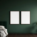Dark Bedroom Room Scene Mockup — Plain Square Frame Portrait 2:3 — Perspective View — #02034 | MockupBulk