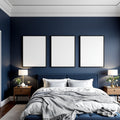 Dark Bedroom A3 Room Scene Mockup, Blank Template #00409 | A3 Mockup Template | High-Res JPG Download | bulkmockup | MockupBulk