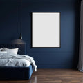 Bedroom Navy High-Res Frame Mockup — Plain Square Frame Portrait 4:5 — Perspective View — #03880 | MockupBulk