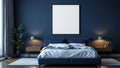 Bedroom Navy Professional Frame Mockup — White Frame Portrait 2:3 — Perspective View — #03899 | MockupBulk