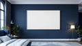Bedroom Navy Frame Display Mockup — Natural Oak Frame Square 1:1 — Perspective View — #03908 | MockupBulk