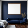 Bedroom Navy High-Res Frame Mockup — Plain Square Frame Square 1:1 — Perspective View — #03916 | MockupBulk