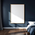 Bedroom Navy Professional Frame Mockup — Plain Square Frame Portrait 2:3 — Perspective View — #03919 | MockupBulk