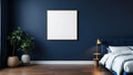 Bedroom Navy Professional Frame Mockup — Gold Frame Portrait 2:3 — Perspective View — #03962 | MockupBulk